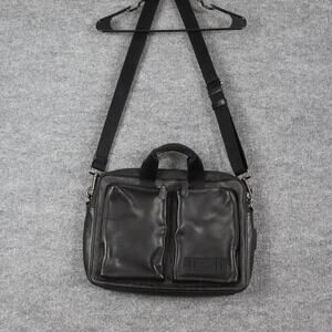 Coach Bag Mens Rider Brief in Signature Canvas Black Leather Work Travel Office